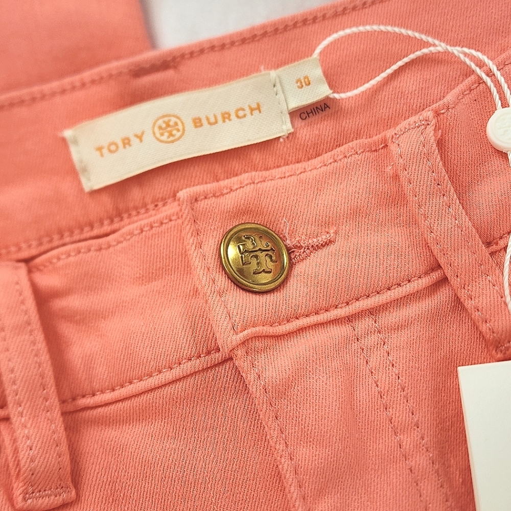 NWT Tory Burch Mara Sunrise Coral Jeans Size 30 - Picture 2 of 9
